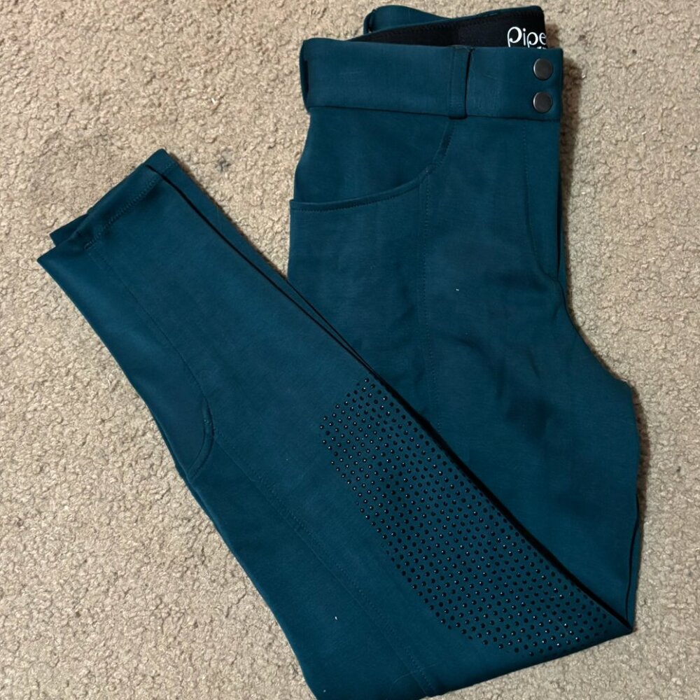 Piper Knit Everyday Mid-Rise Breeches by SmartPak - Knee Patch